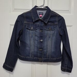 The Children's Place Girls Dark Wash Denim Long Sleeve Jacket Size Large (10/12)